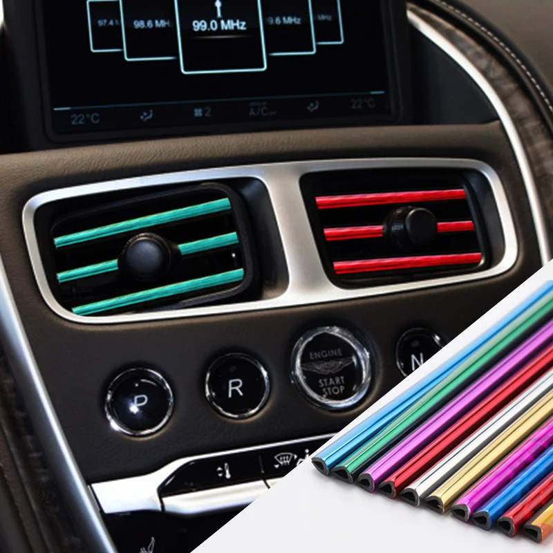 

10Pcs 20cm Universal Car Air Conditioner Outlet Decorative U Shape Moulding Trim Strips Decor Car Styling Decoration Accessories