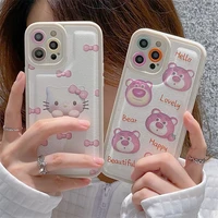 sanrio hello kitty leather phone case for iphone 13 12 11 pro max xr xs max x 2022 lady girl cartoon luxury anti drop soft cover