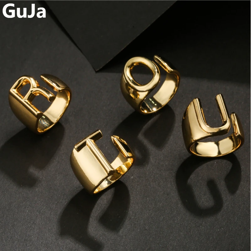 

Trendy Jewelry For Women English Alphabet Letter Series Rings For Women 2023 New Trend Thick Gold Color Plated Party Gifts