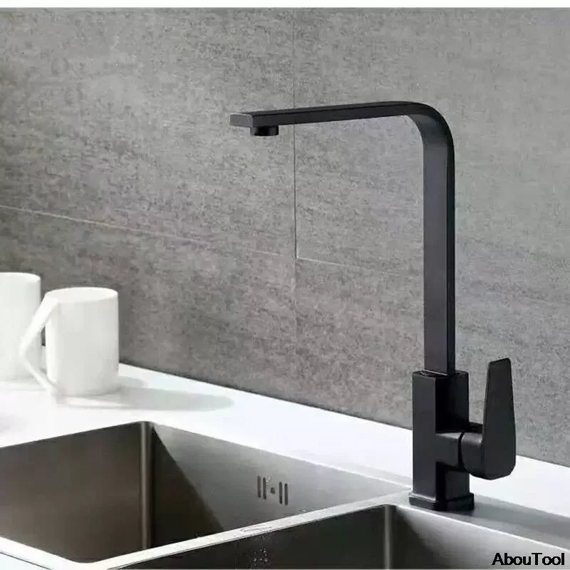 

Смеситель для холодной и горячей воды, кран из нержавеющей стали черного и серебристого цвета для кухонной раковины, одна ручка, для душевой