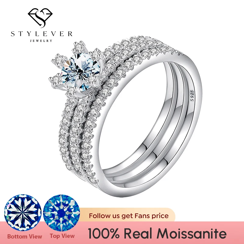 Женский комплект колец из серебра 925 пробы с бриллиантом