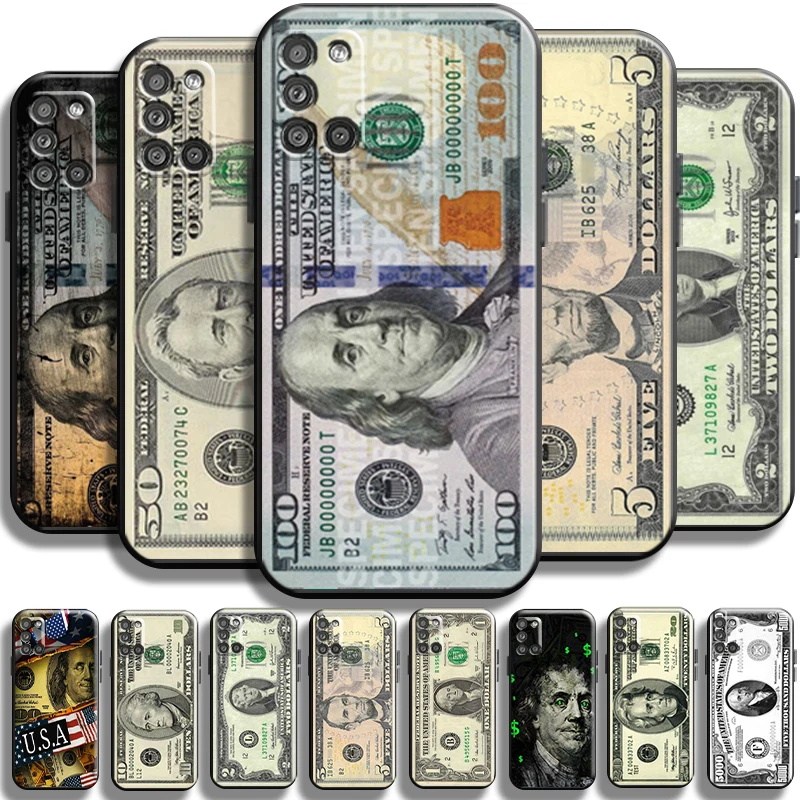 

Luxury Dollar USD Euro Cash For Samsung Galaxy A31 A31 5G Phone Case Funda TPU Cover Back Carcasa Coque Full Protection Black