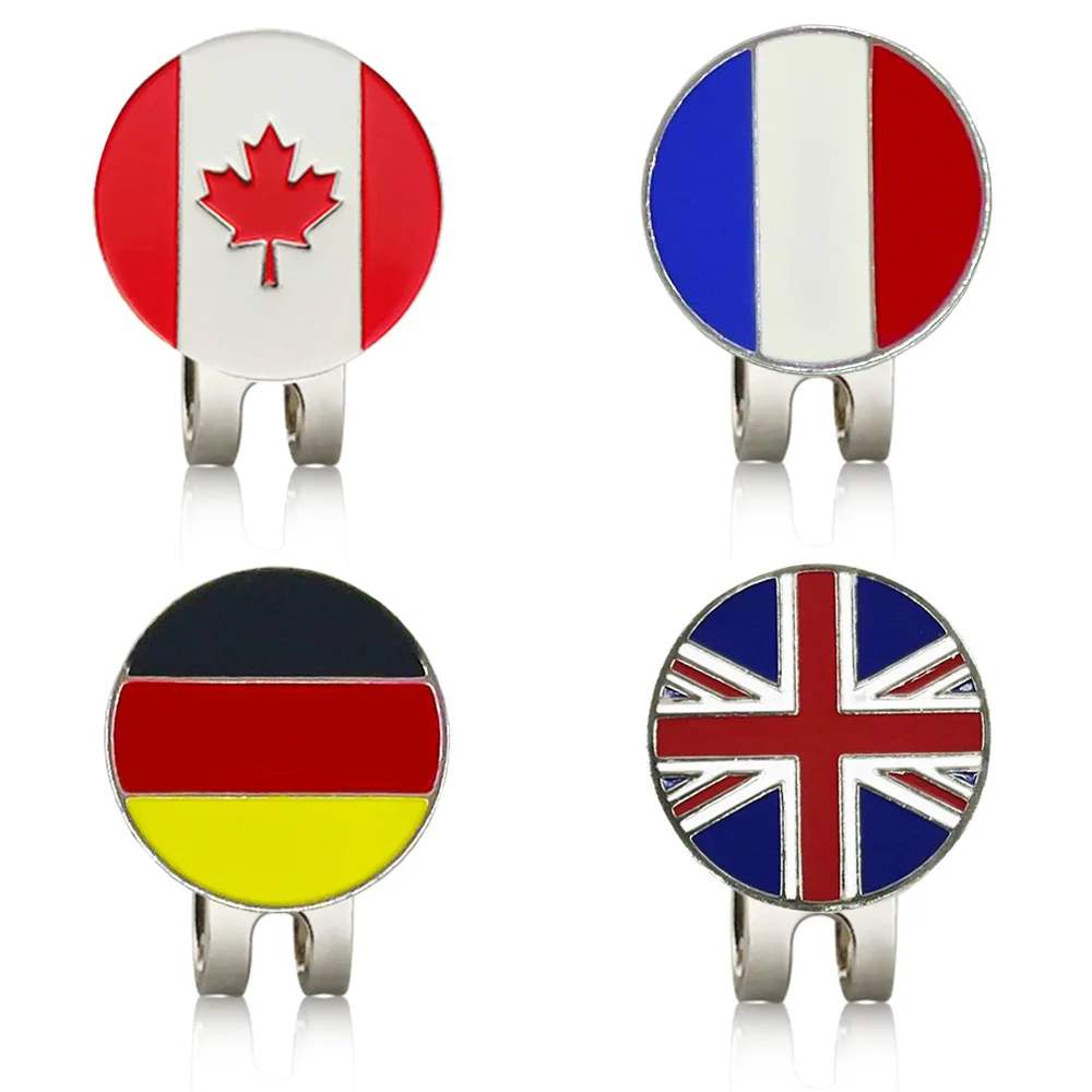 

1 шт. Новый маркер для мяча для гольфа немецкий Британский французский канадский Национальный флаг зажим для шляпы мягкая эмаль с различным...