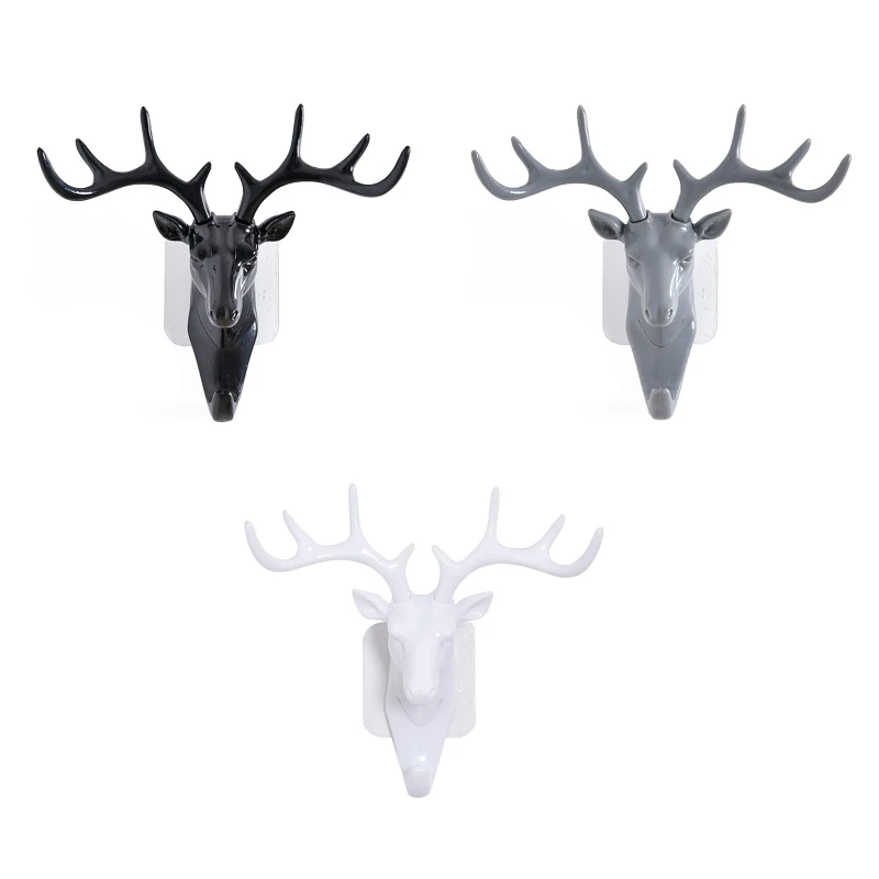 

Wall Mounted Antlers Hook Deer Head Hanger Clothes Coat Animal Hooks for Home Living Room Bedroom Bathroom Decoration