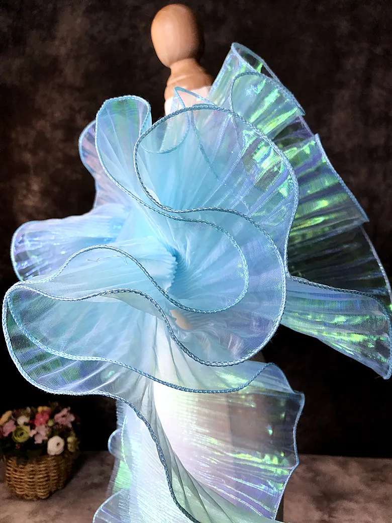 

ZYLPYY Плиссированная тканевая русалка с цветочным кружевом