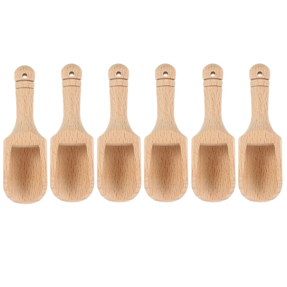 

6Pcs Wooden Salt Spoons Wooden Candy Spoon Washing Powder Spoon Spoons Tiny Sugar Scrubs Beech Wood Scoop for Flour Bath Salt