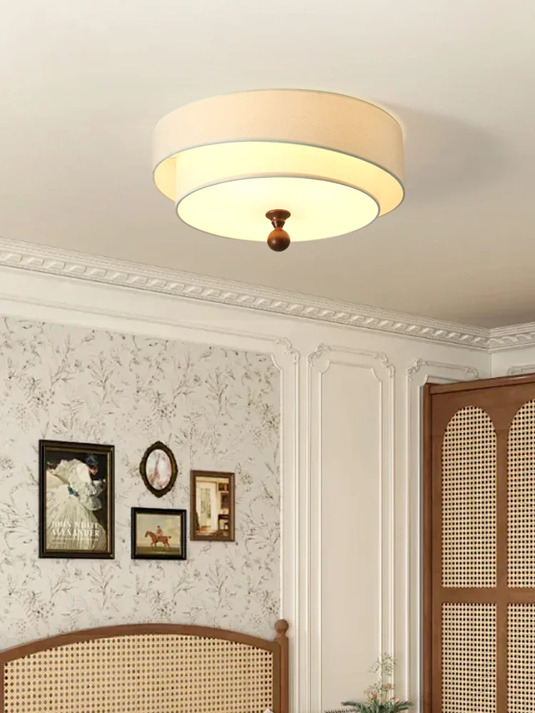 Винтажный тканевый японский потолочный светильник в стиле ретро для спальни