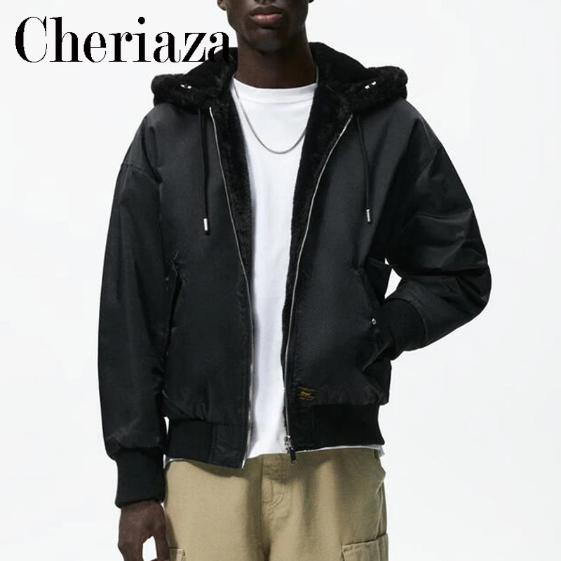 

Куртка-Авиатор Мужская зимняя с капюшоном, на молнии и с карманами