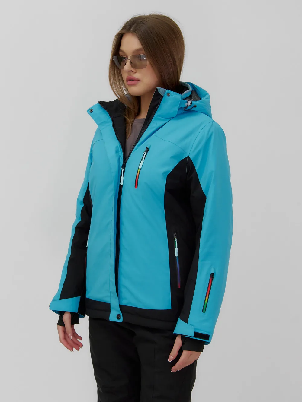 Горнолыжная куртка женская зимняя синего цвета 027S |
