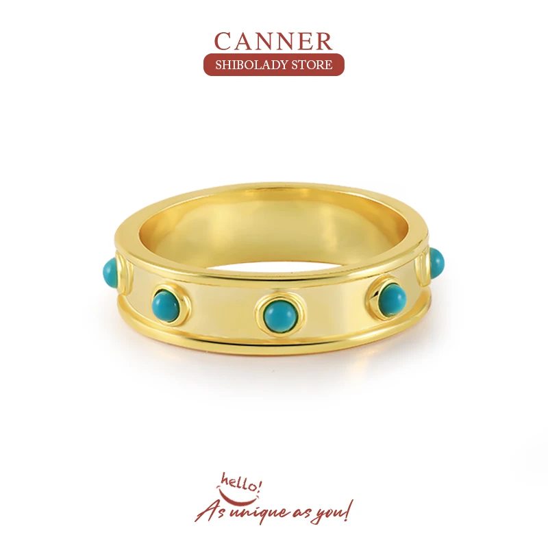 

CANNER Turquoise 925 Sterling Silver Rings For Women Bijoux Femme Natural Zircon Fine Jewelry Accessories Wedding Party Anel