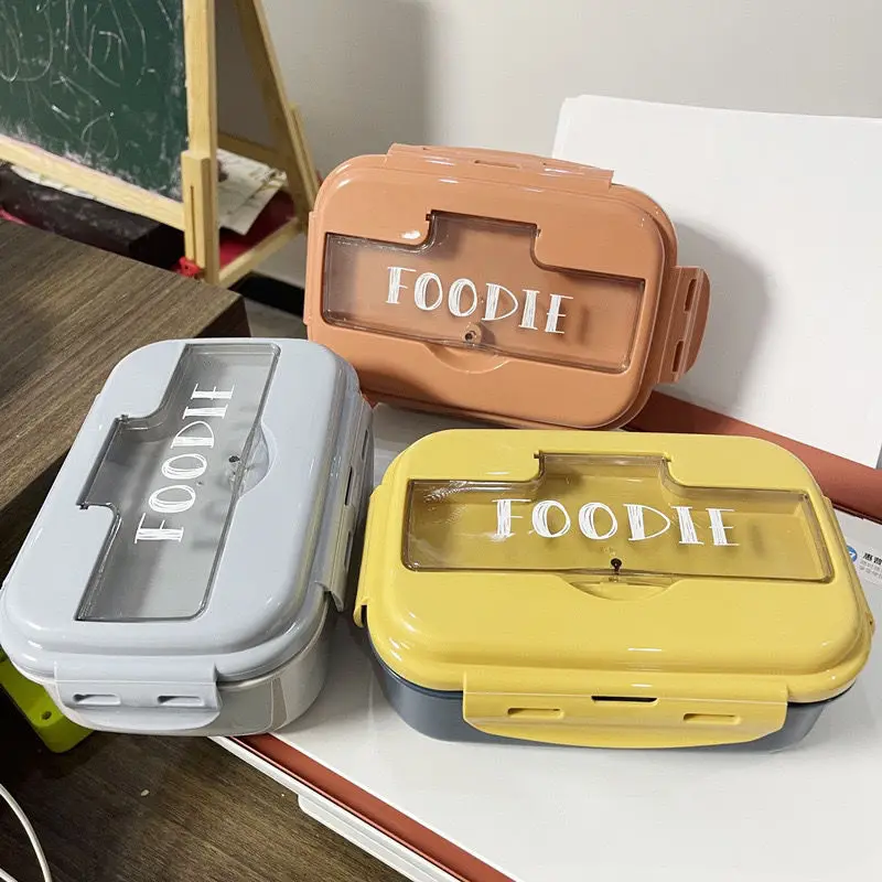 

Lunch box 304 Stainless steel insulated primary school lunch box good-looking style office lunch box with tableware