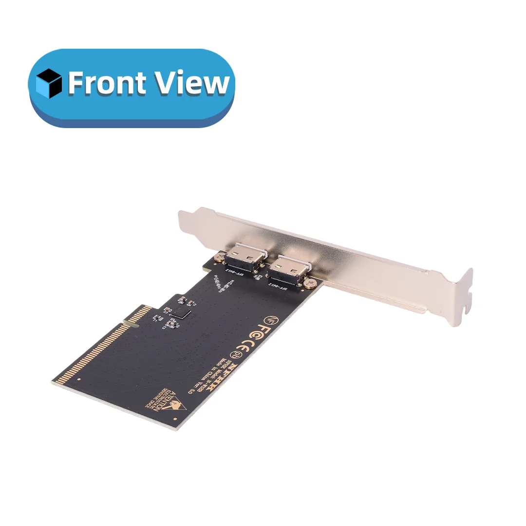 Фото Адаптер-карта Riser PCIe 3.0 4.0 X16 на 2 порта Oculink SFF-8612 X4 4i с полноразмерной/полуразмерной заглушкой №2