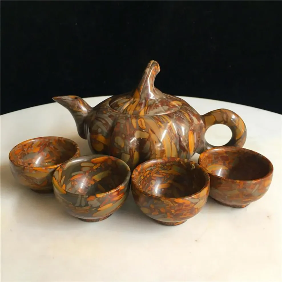 Чайник из натурального камня Nuwa чайный набор цветного для здоровья Нефритовый