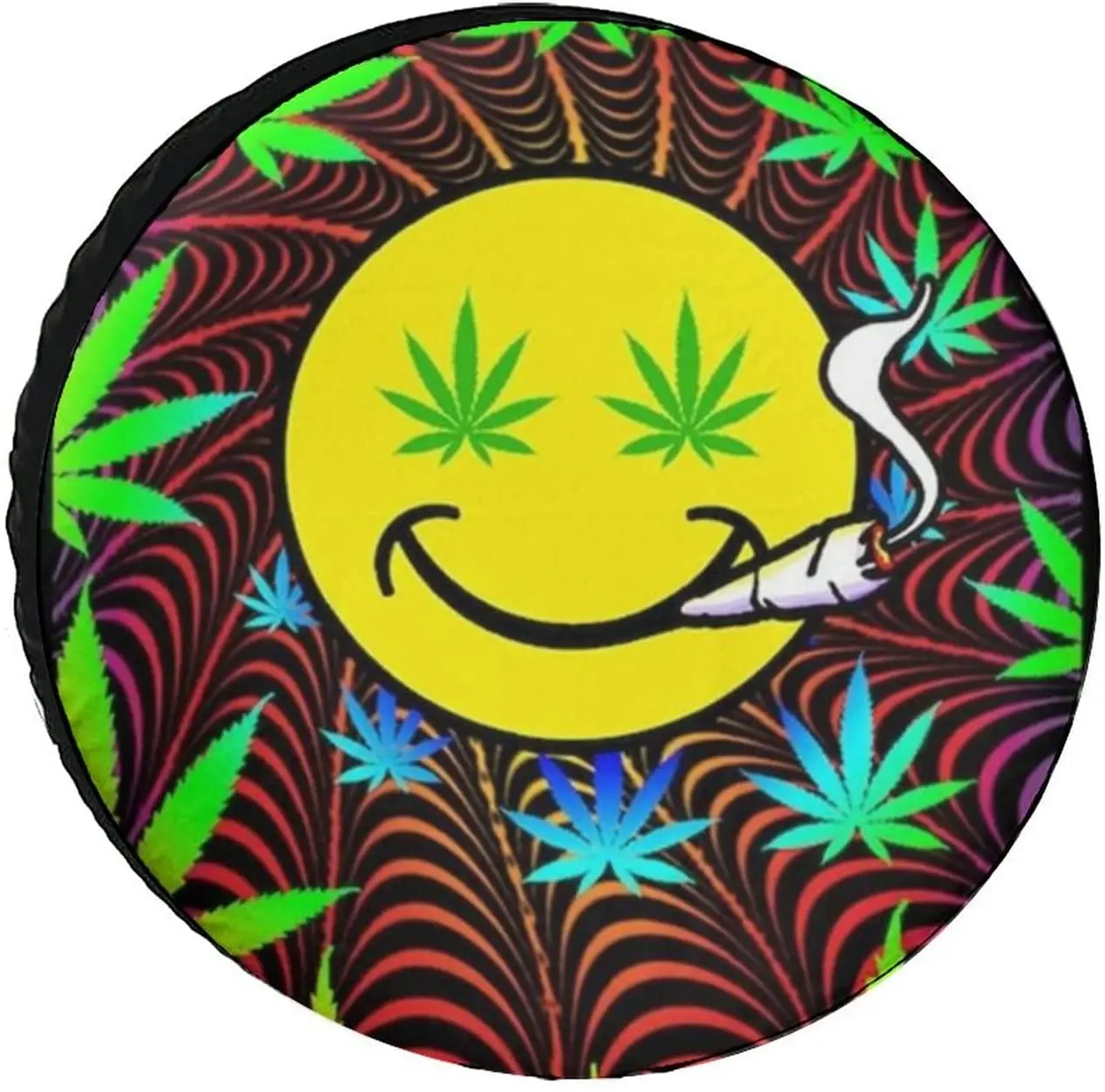 

Wheel Protectors, Compatible with 90s Rock Music Sun Marijuanaweed Weed Leaf Art Tire Cover for Trailer SUV Truck Camper Travel