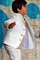 beach seersucker wedding suittoddler boy linen outfit slim fitted summer suitwhite linen suittailored kids suit blazer suits