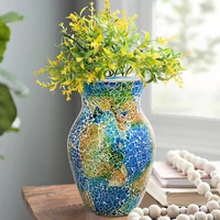 european bohemian mosaic glass vase colorful hydroponic systems flower pot wedding decorativos moderno home decoration