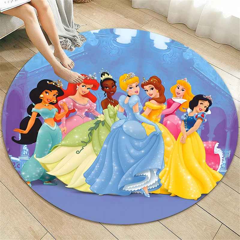 Мультяшный круглый ковер принцессы с HD-печатью для гостиной коврики милый