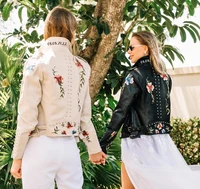 personalized floral leather embroidery jacket bride faux leather jacket custom date jackets wedding jackets for bride floral
