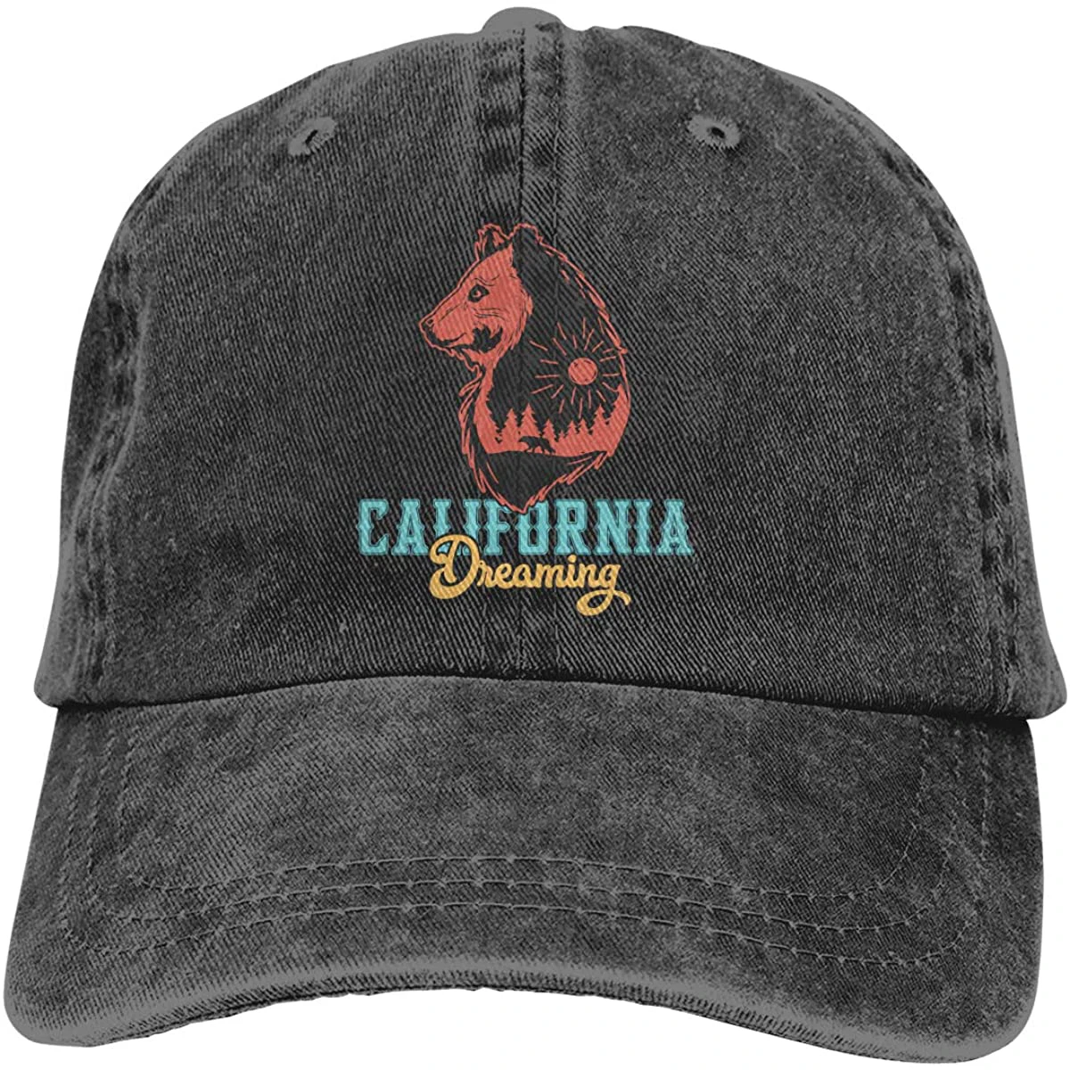 

Unisex California Dreaming Vintage Washed Twill Baseball Caps Adjustable Hats Funny Humor Irony Graphics Of Adult Gift Black