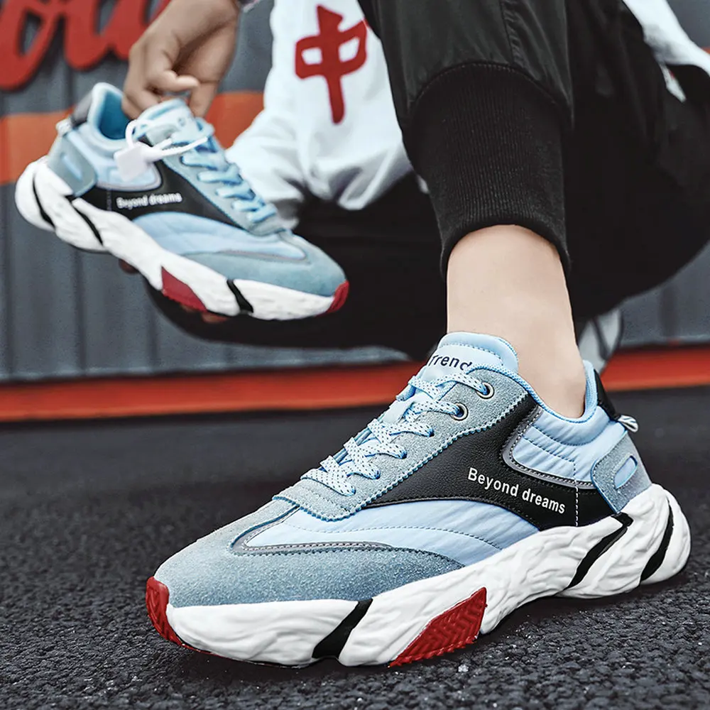 Men Fashion Lace-up Breathable Platform Sneakers Sports Youth Trend Tennis Non-slip Running Shoes