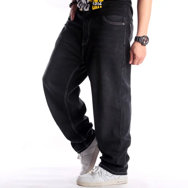 2022 Loose Jeans Men's Loose Straight Wide Leg Jeans Hip Hop Streetwear Black Skateboard Sizes 30-46