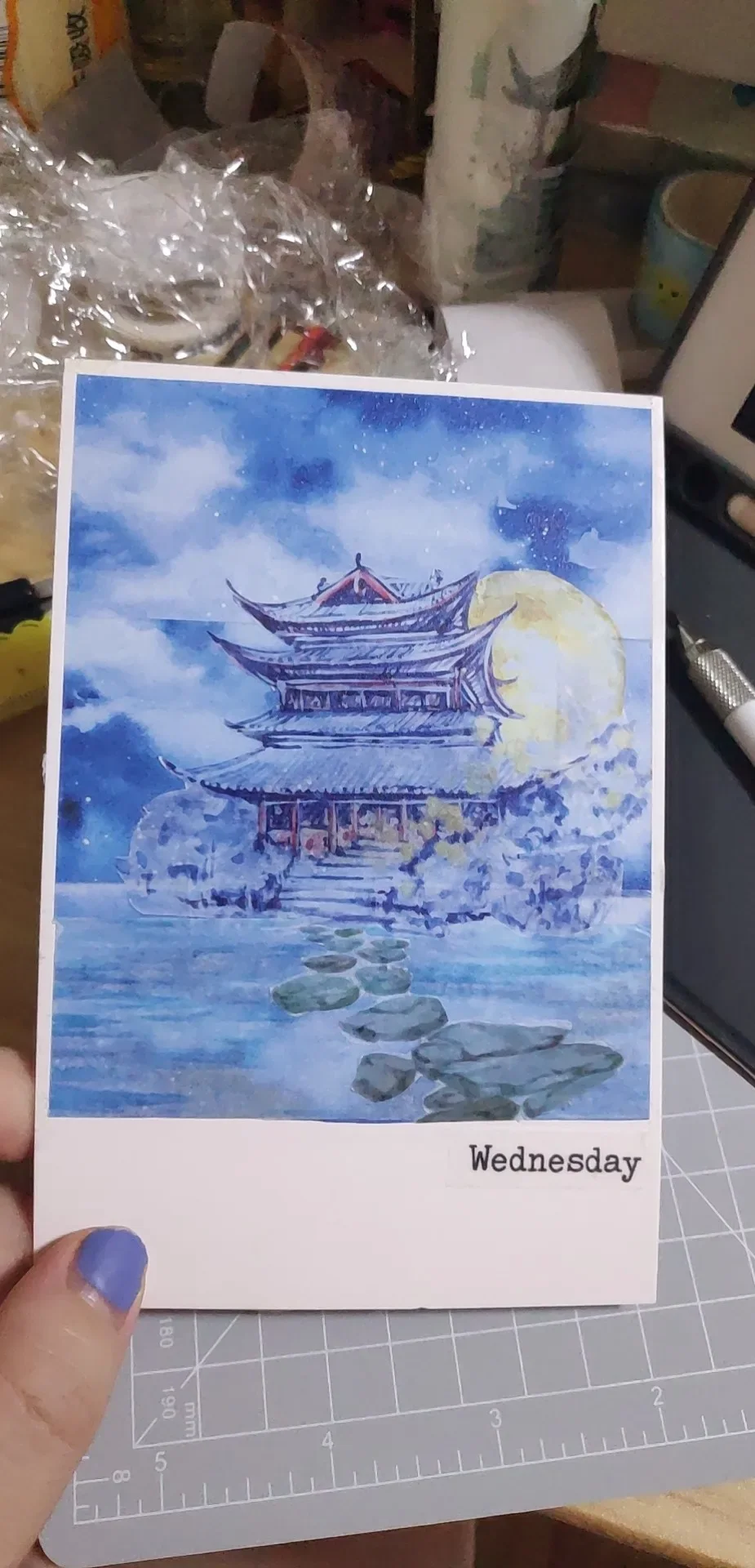 Лента Washi 2 м в рулоне специальный масляный ландшафт японская фотолента школьные