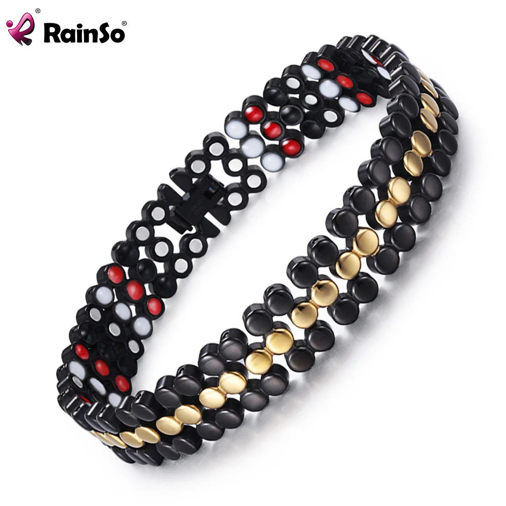 

Rainso Health Magnetic Bracelet Bio Energy Therapy Charm Bracelet Viking For Women Multi Granular Staiinless Steel Bracelet