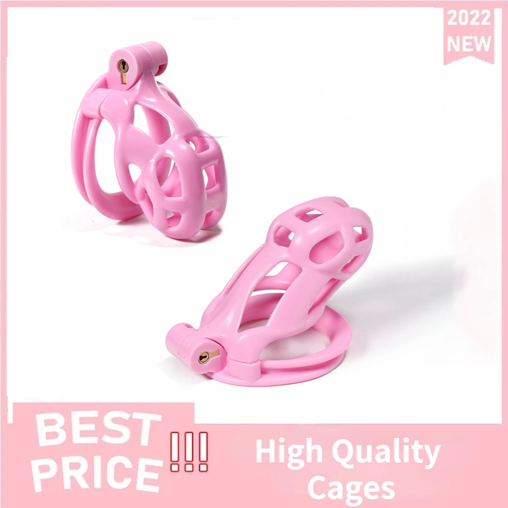 

New Sissy Male Chastity Cage Mamba Cock Cages Pink Chastity Lock With 4 Penis Rings Bondage BDSM Alternative Sex Toys For Men 18