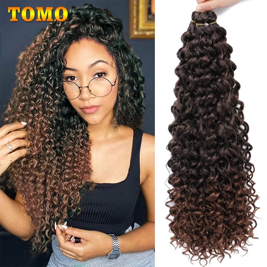 TOMO Mazo-rizos Afro de ganchillo para mujer, extensiones de cabello trenzado sintético con ondas al agua, color ombré, 22 pulgadas