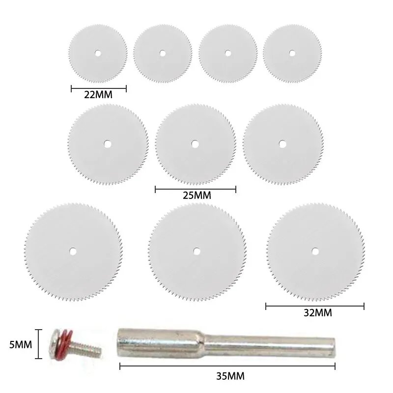 

11pcs Metal Circular Saw Disc Wheel Blades Shank High Speed Steel 22/25/32mm Mini Saw Blades with Mandrels Drill Wood Cutout