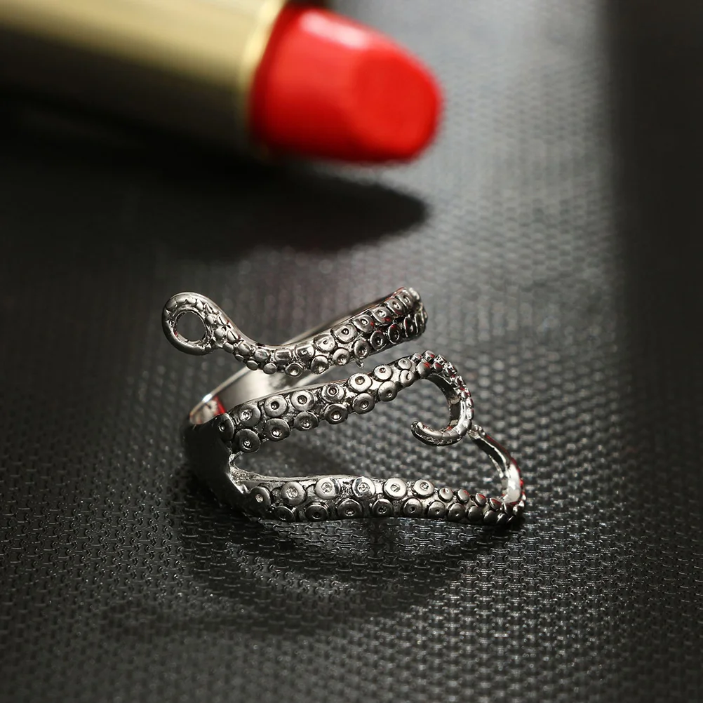 

Octopus Opening Ring Octopus Finger Ring Octopod Ring Adjustable Open Ring Cool Rings Biker Octopus Tentacle Ring