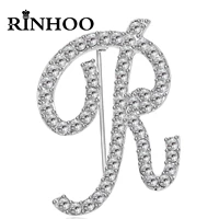 rinhoo initial a z 26 letters shiny rhinestone brooches for women silver color english alphabet name lapel pins birthday jewelry