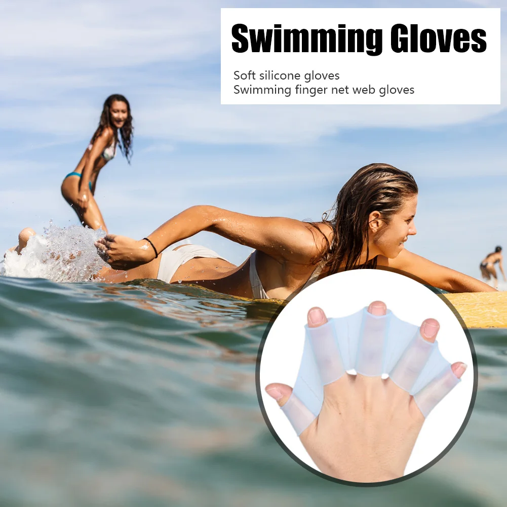 

1 Pair Unisex Silicone Gloves Hand Fins Flippers Water Sports Diving Swim Training Gloves Water Sports Equipment