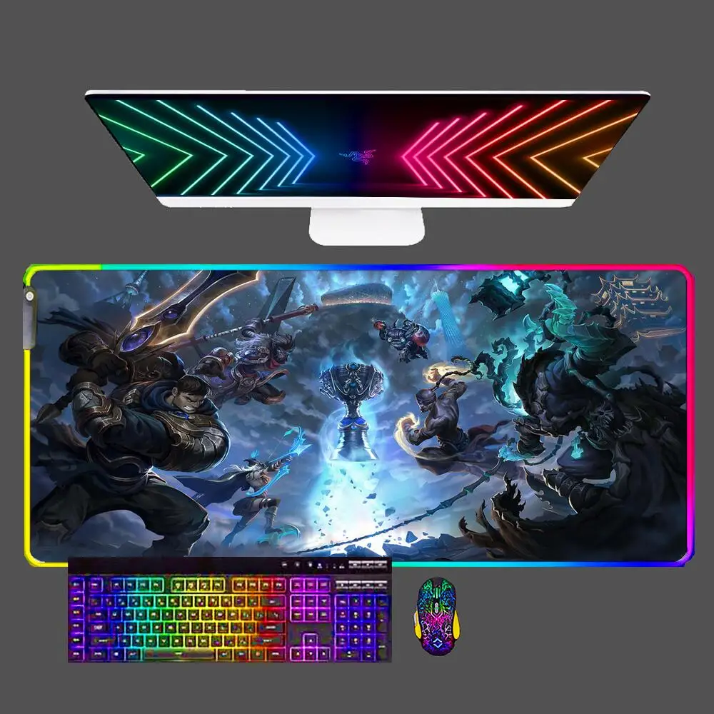 

Garen League Of Legends RGB Mouse Pad Gaming Accessories PC Gamer Home Computer Desk Mat Laptop Varmilo LED Keyboard Mousepad