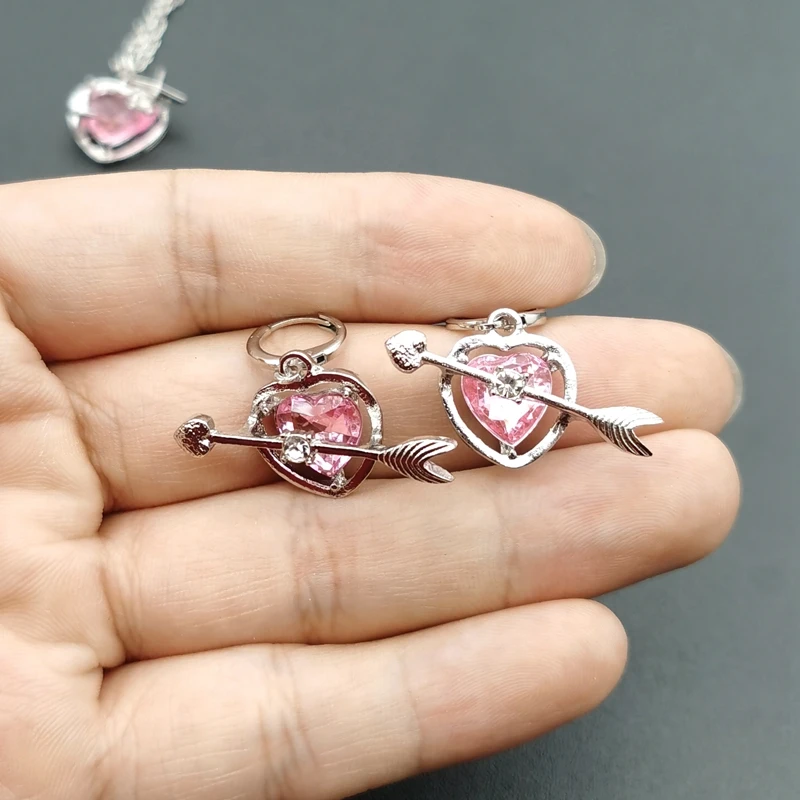 Корейские Y2K Модные Винтажные серьги с сердечками и розовой циркониевой стрелкой