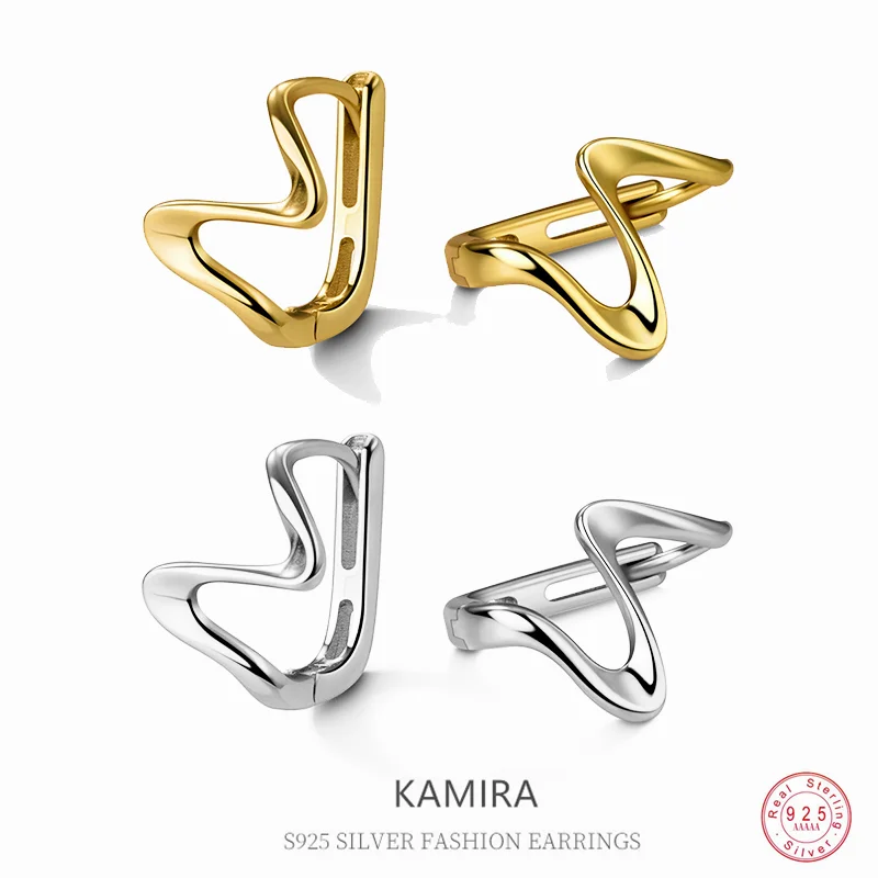 

Женские серьги-кольца KAMIRA из серебра 925 пробы с волнами