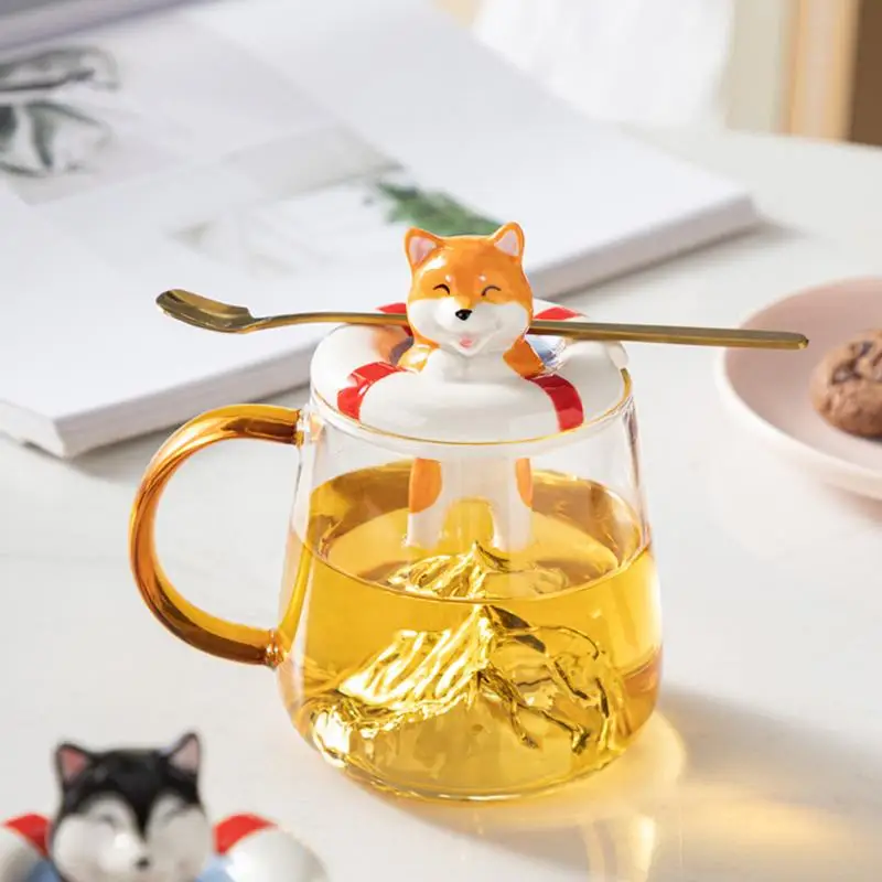 Кружка с ложкой мультяшные чашки для чая собакой кофейные и крышкой красочные