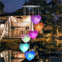 colour changing hanging wind chimes solar powered led ball lights garden outdoor heart shaped lamp white