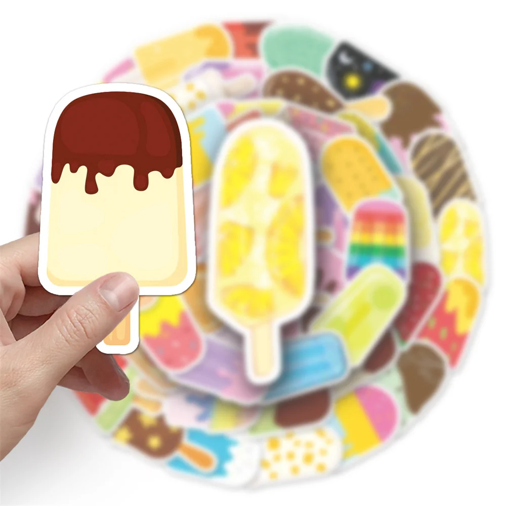

50pcs Cartoon Popsicle Stickers For Stationery Scrapbook Case Suitcase Journal DIY Ice Cream Stick Sticker Scrapbooking Supplies