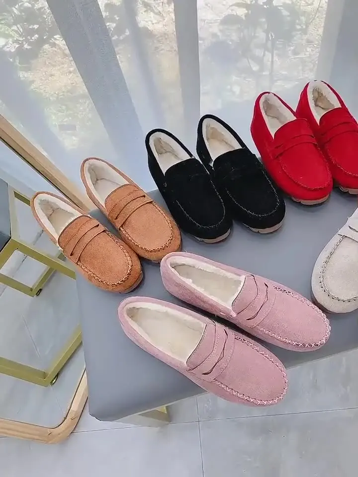 

Soft Shoes Woman Flats Autumn Loafers With Fur Shallow Mouth Casual Female Sneakers Round Toe Slip-on Dress Big Size Fall Moccas