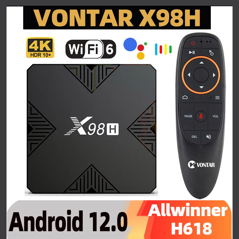 

2022 X98H Smart TV Box Android 12 Allwinner H618 Quad Core TVBOX Support 4K 60fps H.265 Wifi6 Google Voice Assistant Set Top Box