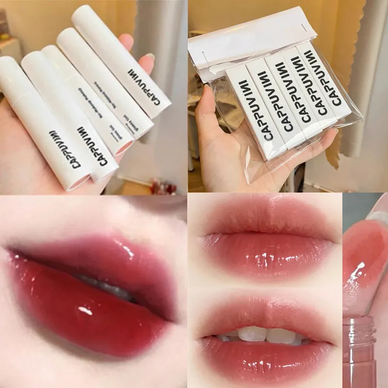 

White Tube Gloss Labial Water-light Mirror Lip Glaze Not Fade Lip Tint Lasting Moistur Cosmetic Lipstick Maquillaje TSLM1
