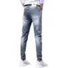 Mens stretch denim print pants jeans Korea slimming trendy casual jeans all-match light luxury men jeans pants for men 4
