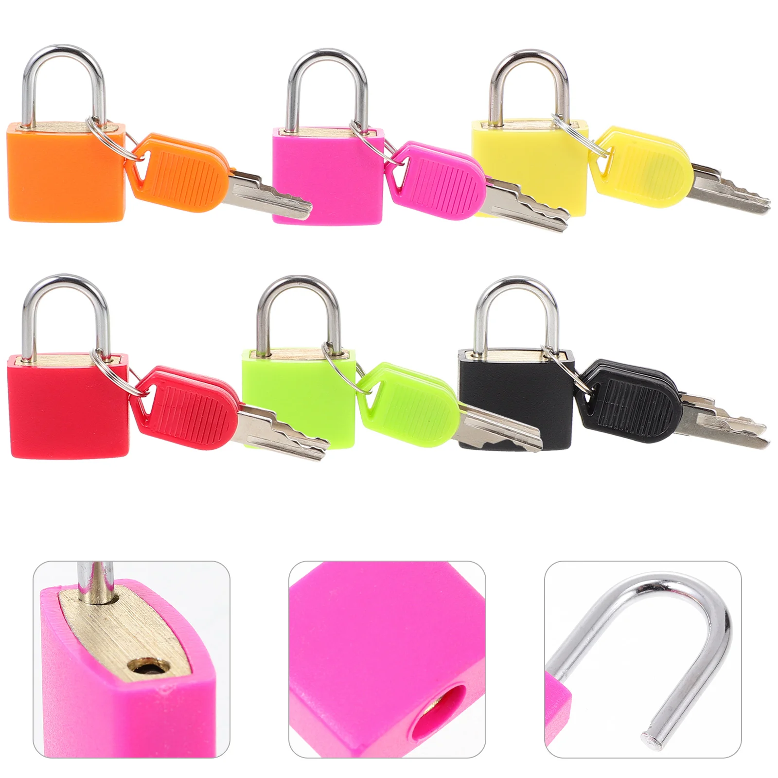 

6 Pcs Small Luggage Padlock Security Key Diary Book Mini Suitcase Locker Plastic Sleeve Travel