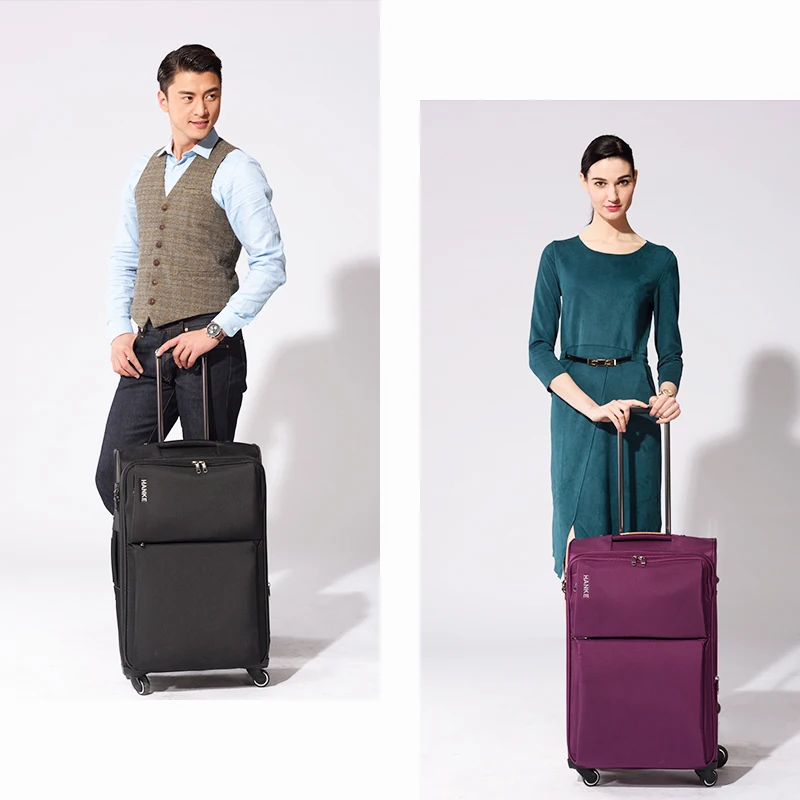 Hanke Expandable Soft Shell Suitcase Travel Trolley Case Mute Wheels TSA Lock Classic Design Waterproof Luggage Travel Suitcase