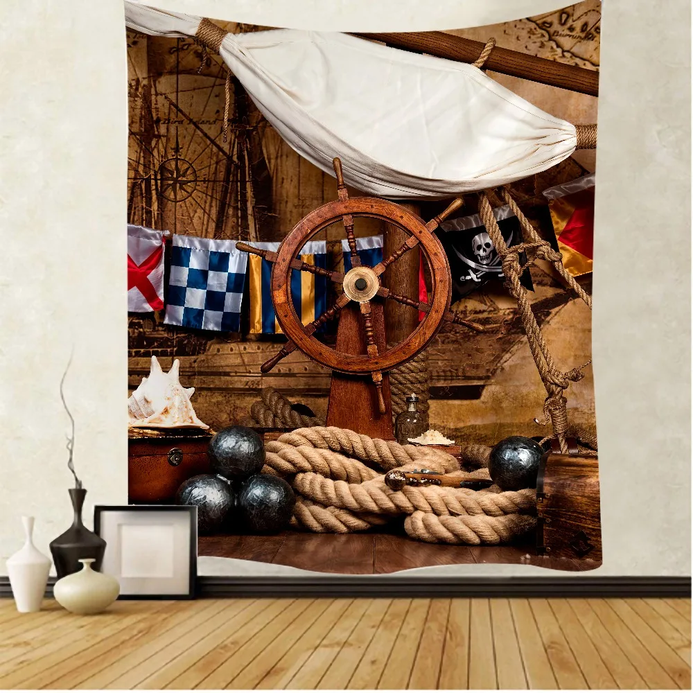 

Pirate Ship Banners Flag Poster Wall Art Mandala Tapestry Wall Hanging Boho decor macrame hippie Witchcraft Tapestry Home Decor