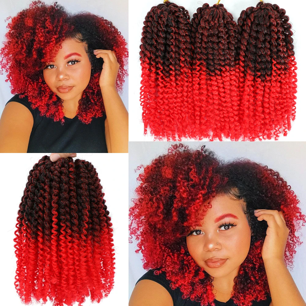 Короткие Волнистые вязаные волосы Marlybob вязаная коса афро кудрявые для черных