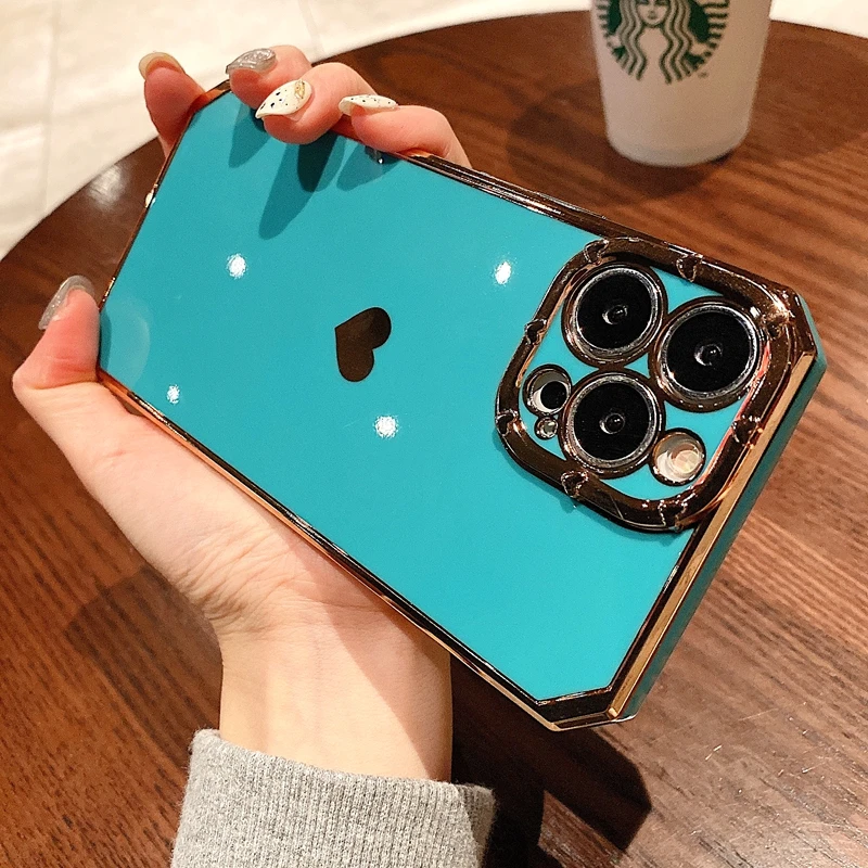 

Luxury Electroplated Love Heart Phone Case For iPhone 11 12 13 Pro Max XS X XR 7 8 Plus SE 2020 Soft Bumper Back Cover