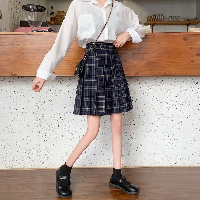 2023 корейский стиль колледжа плиссированная Женская одежда пышная юбка ретро