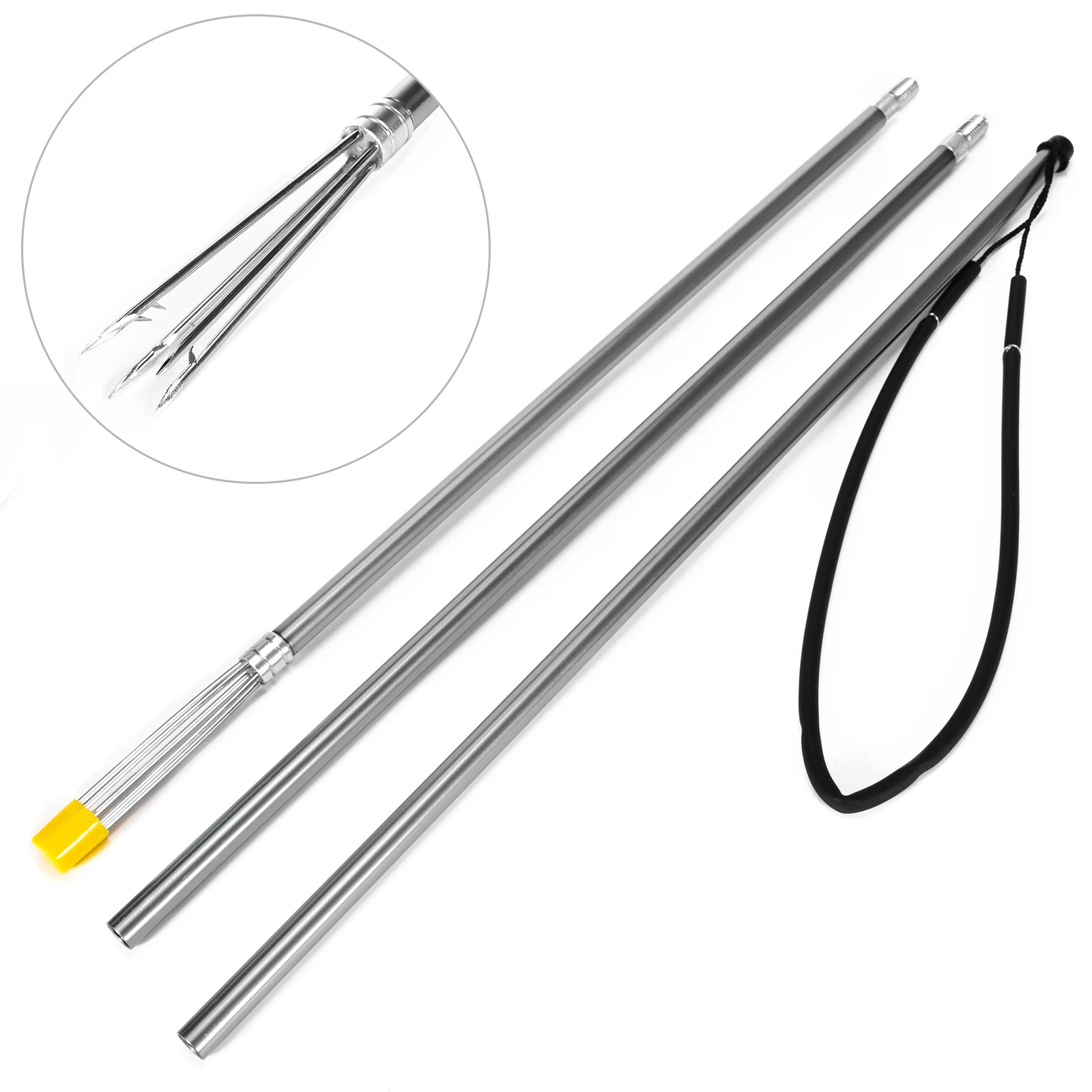Portable Removable Aluminum Alloy Detachable 3-piece Fish Harpoon Stainless Steel Fork With Barbed Rod Spear Gig Fishing Tool